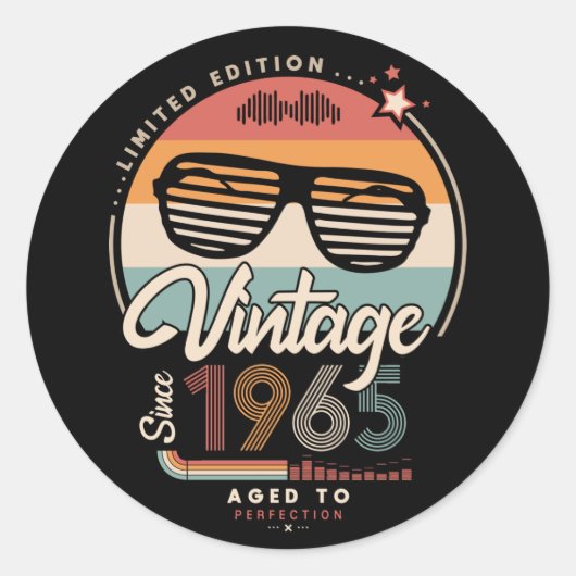 Vintage seit 1965 runder aufkleber (Vorderseite)