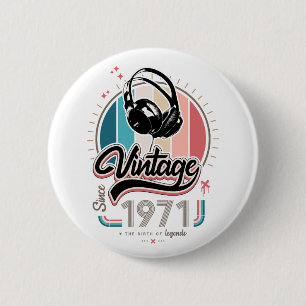 Vintage seit 1971 Kopfhörer Button