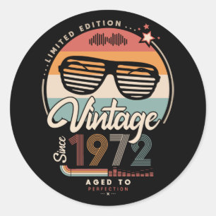 Vintage seit 1972 runder aufkleber