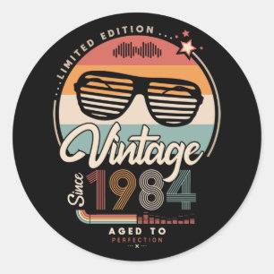 Vintage seit 1984 runder aufkleber