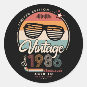 Vintage seit 1986 runder aufkleber