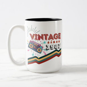 Vintage seit 1987 Nostalgische & Vintage Musik Zweifarbige Tasse