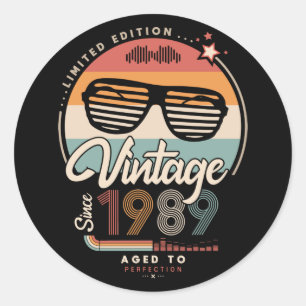 Vintage seit 1989 runder aufkleber
