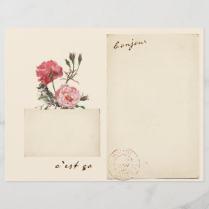 Vintage Seite der französischen Rose Bird Scrapboo