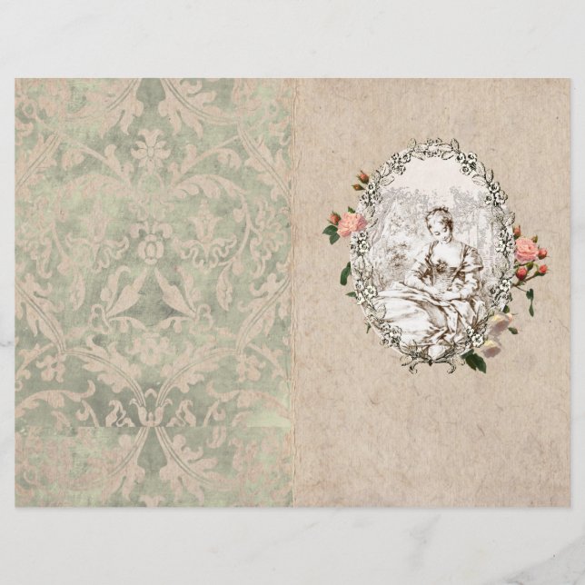 Vintage Seite des französischen Bauernmädchens Pin (Vorderseite)