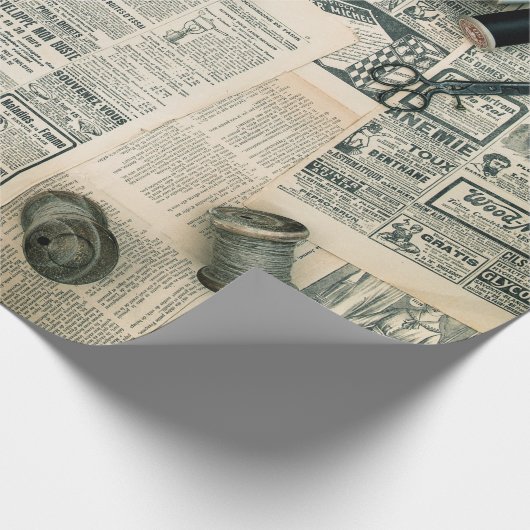Vintage Seiten und Nähzubehör Geschenkpapier (Ecke)