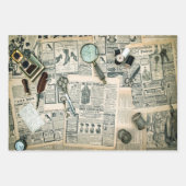 Vintage Seiten und Nähzubehör Geschenkpapier Set (Vorderseite 3)
