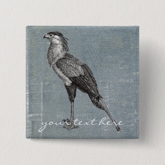 Vintage Sekretärvogel Button (Vorderseite)