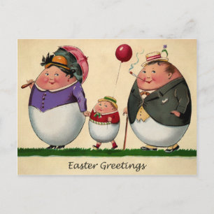 Vintage Seltsames Ei Familie Ostern Postkarte