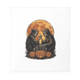 Vintage Sensenmann Halloween-Kürbis-Vektor-Design Notizblock