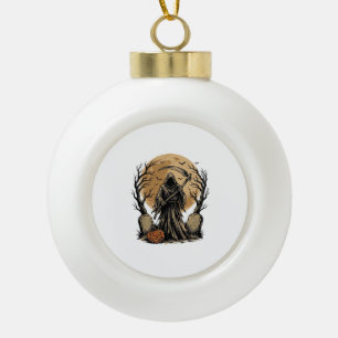 Vintage-Sensenmann-Halloween-Mond-Vektordesign_1 Keramik Kugel-Ornament