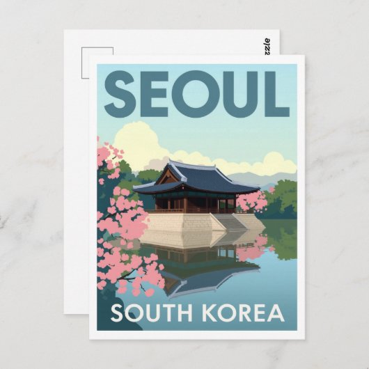 Vintage Seoul Palace and Blossoms Postkarte (Vorne/Hinten)