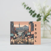 Vintage Seoul Süd korea Stadtretro Straße Postkarte (Stehend Vorderseite)