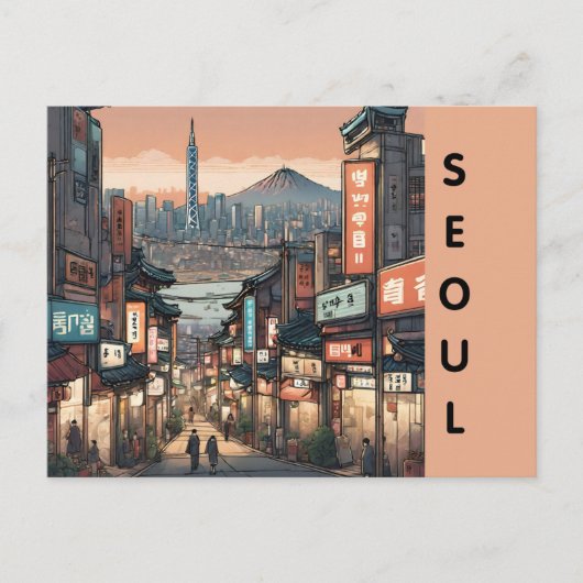 Vintage Seoul Süd korea Stadtretro Straße Postkarte (Vorderseite)