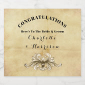 Vintage Sepia-Ältere gestresst Stilvoll Alkoholflaschenetikett (Einzelnes Label)