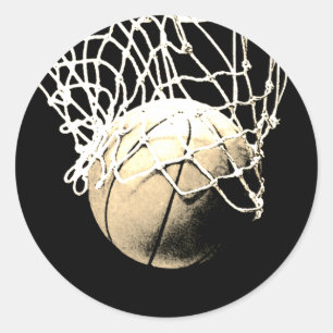Vintage Sepia Basketball Runder Aufkleber