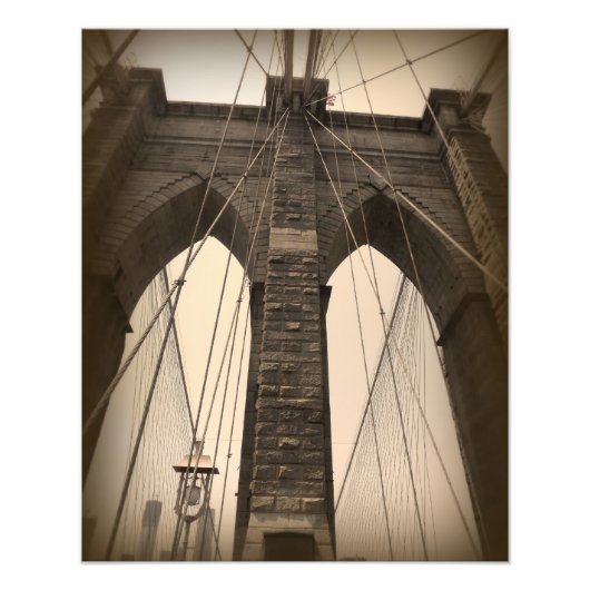 Vintage Sepia Brooklyn Bridge Fotodruck (Vorne)