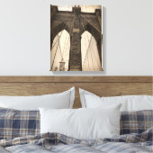 Vintage Sepia Brooklyn Bridge Leinwanddruck (Insitu (Schlafzimmer))