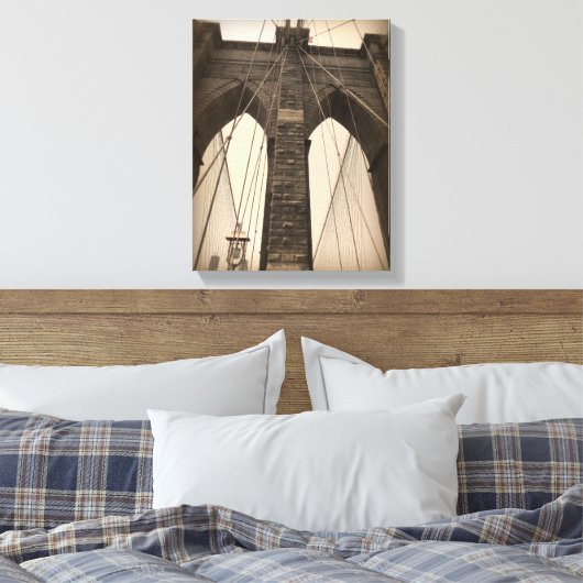 Vintage Sepia Brooklyn Bridge Leinwanddruck (Insitu (Schlafzimmer))