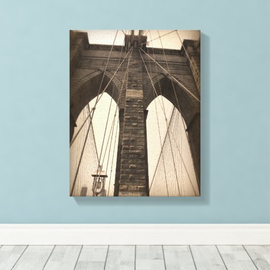 Vintage Sepia Brooklyn Bridge Leinwanddruck (Insitu (Holzboden))