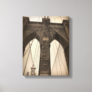 Vintage Sepia Brooklyn Bridge Leinwanddruck