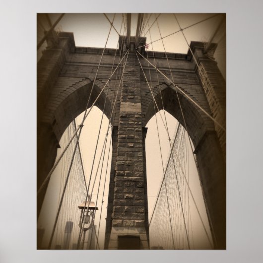 Vintage Sepia Brooklyn Bridge Poster (Vorne)