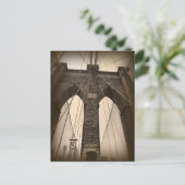 Vintage Sepia Brooklyn Bridge Postkarte (Stehend Vorderseite)