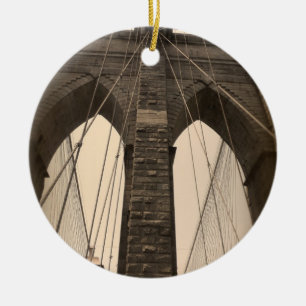 Vintage Sepia-Brooklyn-Brücke Keramik Ornament