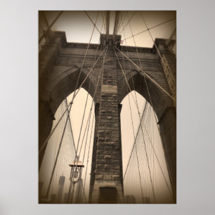 Vintage Sepia-Brooklyn-Brücke Poster