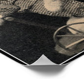 Vintage Sepia Bunnies & Kitten Osterkunst Poster (Ecke)