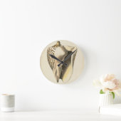 Vintage Sepia Conch-Muschel Runde Wanduhr (Zuhause)
