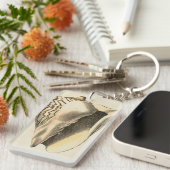 Vintage Sepia Conch-Muschel Schlüsselanhänger (Vorderseite rechts)