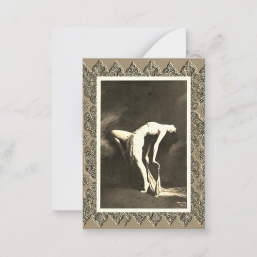 Vintage Sepia-Flat-Note-Karte Mitteilungskarte (Vorderseite)