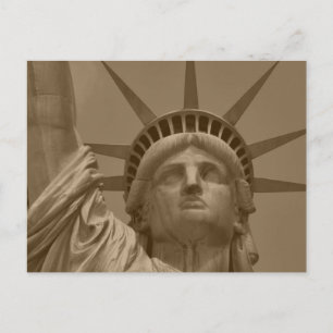 Vintage Sepia-Freiheitsstatue New York Nah-Up Feiertagspostkarte