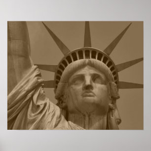 Vintage Sepia-Freiheitsstatue New York Nah-Up Poster