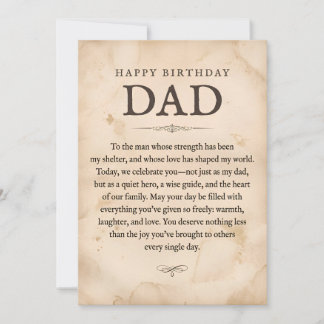 Vintage-Sepia-Happy-Birthday-Vater-Gedichtkarte Einladung