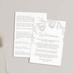 Vintage-Sepia-Hochzeitsplan & Willkommensschreiben Mitteilungskarte