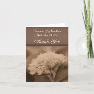 Vintage-Sepia-Hortensien-Personalisierte Hochzeit  Dankeskarte