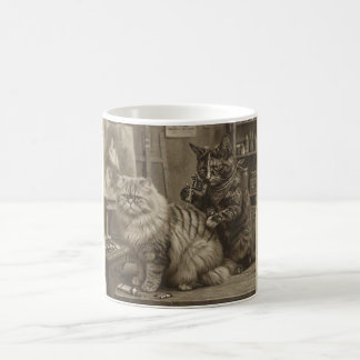 Vintage-Sepia-Katzen-Tätowierer – Lustig viktorian Kaffeetasse
