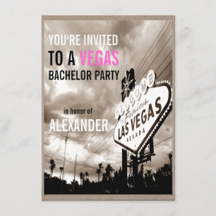 Vintage Sepia Las Vegas Moderne Junggesellenparty Einladung