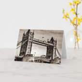Vintage-Sepia London Tower Bridge Karte (Gelbe Blume)