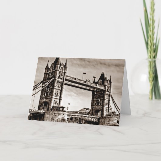 Vintage-Sepia London Tower Bridge Karte (Vorderseite)