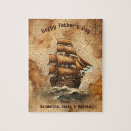 Vintage Sepia Nautical Map and Segelschiff Puzzle