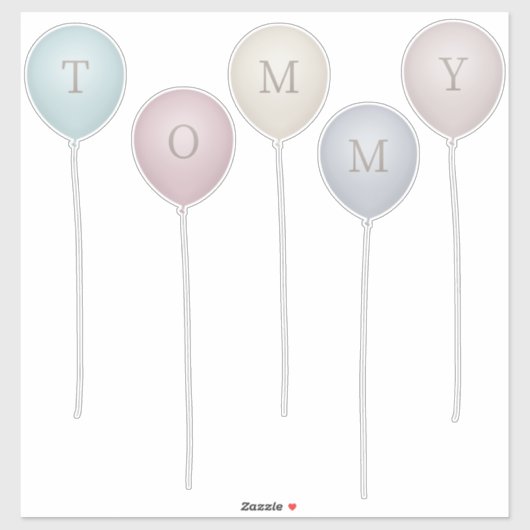 Vintage Sepia Pinks & Grays Custom Balloon Letter Aufkleber (Blatt)