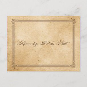 Vintage-Sepia-Plakatstil-RSVP-Postkarte Einladungspostkarte