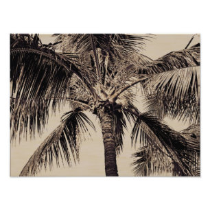 Vintage-Sepia-Retro-Hawaiian-Palmenbaum-Schablone Fotodruck