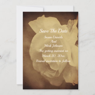 Vintage Sepia-Rose Blumenhochzeit Save The Date