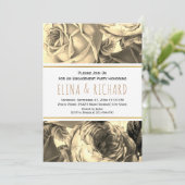 Vintage sepia Rose Hochzeitsfeier Einladung (Stehend Vorderseite)