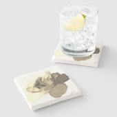 Vintage Sepia-Rose Steinuntersetzer (Seitenansicht)