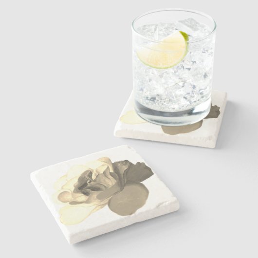 Vintage Sepia-Rose Steinuntersetzer (Seitenansicht)